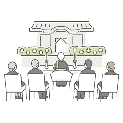 大田区葬儀相談室が仏式祭壇で僧侶と遺族が参列する葬儀の様子