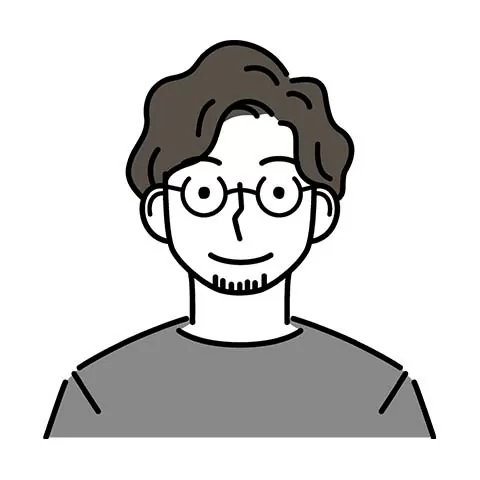 大田区葬儀相談室が臨海斎場で大田区 葬儀の案内を示す眼鏡の男性イラスト